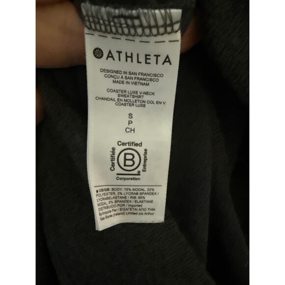 Athleta Coaster Luxe V-Neck Sweatshirt Darkest Gray Size Small - Picture 12 of 12